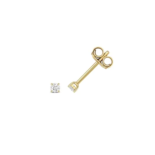 Diamond 4 Claw Earring Studs 0.010ct. 18ct Yellow Gold